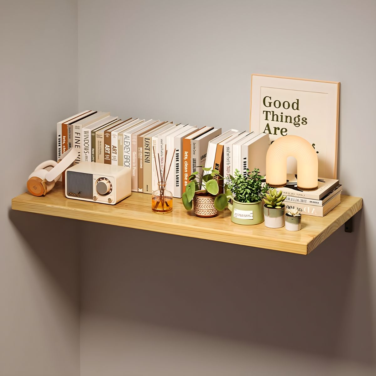 Repisa Flotante de Madera Natural Barnizada (Unidad). Repisa de pared. Tablilla 120x40cm. 16 mm grosor