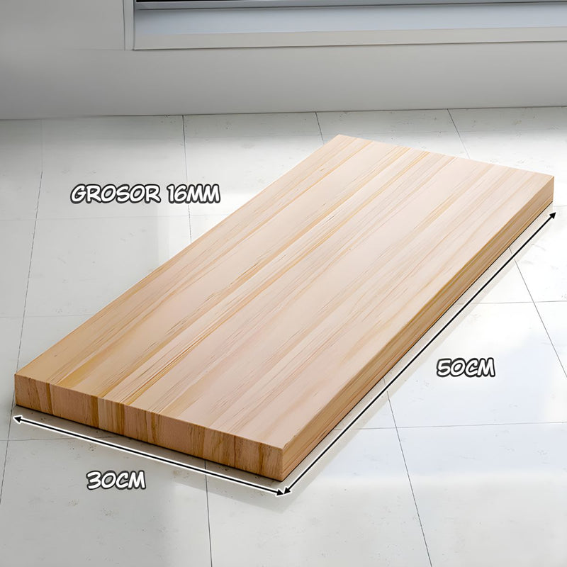 Repisa Flotante de Madera Natural con barniz (Unidad). Repisa de pared. Tablilla 50x30cm. 16 mm grosor