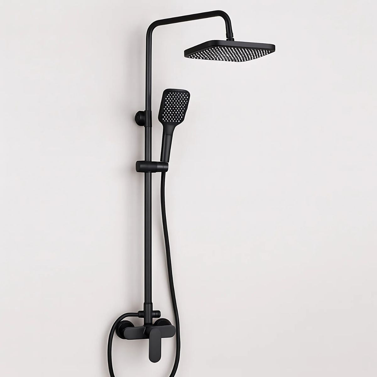Ducha Tipo Lluvia. Set de Regadera con Ducha de Mano y Manguera. Color Negro Mate.