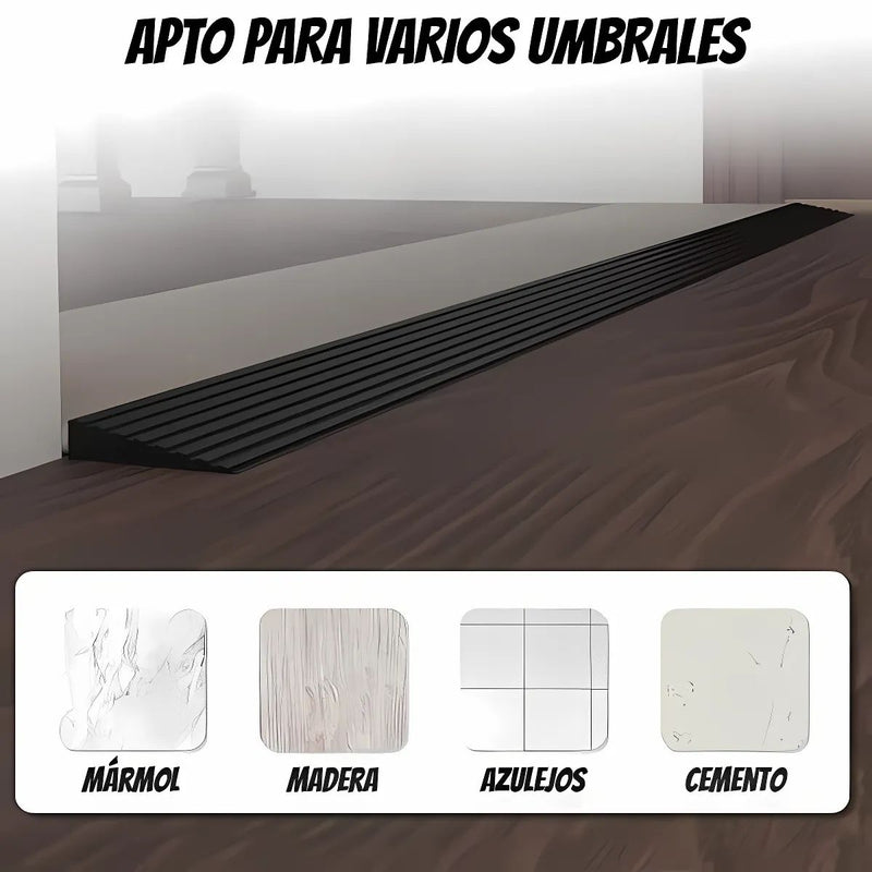 Rampa Adhesiva Antideslizante para Umbral. 50mm x 10mm. Flexible y Cortable. Rampa de goma. (se vende por metro)