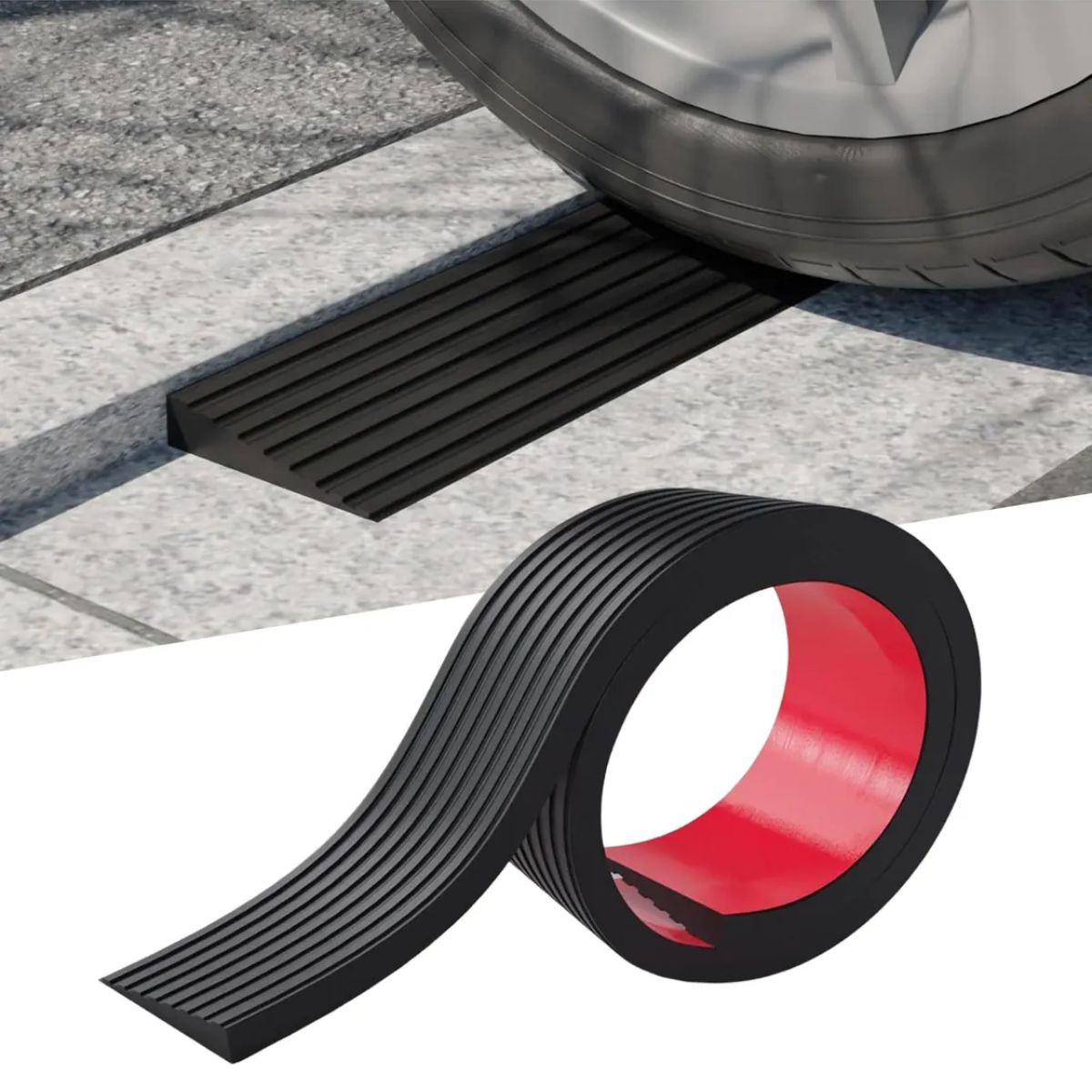 Rampa Adhesiva Antideslizante para Umbral. 75mm x 15mm. Flexible y Cortable. Rampa de goma. (se vende por metro)