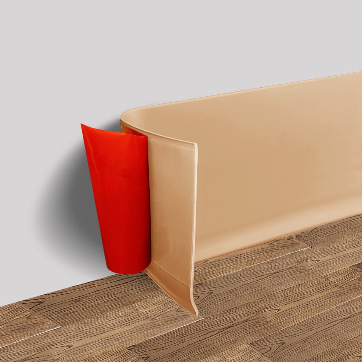 Zócalo Autoadhesivo Flexible. 4" 10cm de Ancho. Protector Decorativo para Pared y Piso. Color chocolate claro.(Se vende por metro lineal)