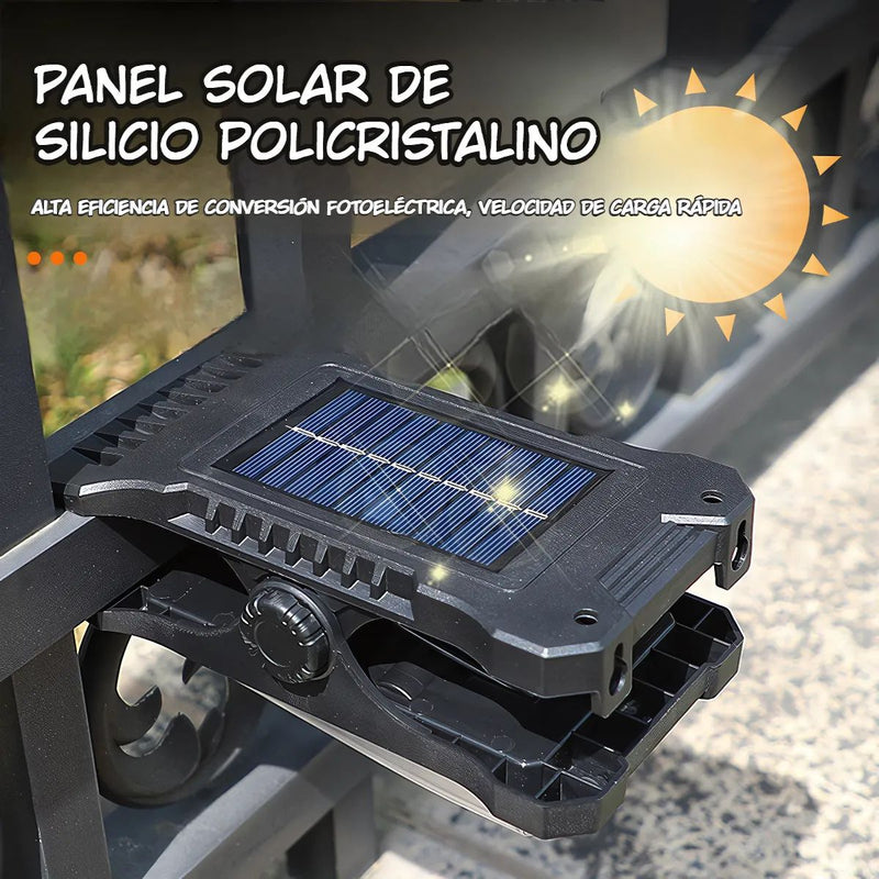 Lámpara Solar LED Para Exterior Con Sensor De Movimiento. Foco De Pared Con Clip y Panel Solar. Luz Para Jardines o Patios.