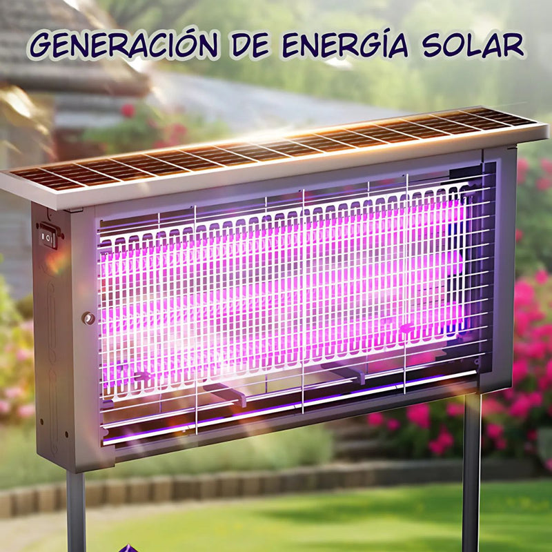 Lámpara Mata Insectos Solar 15W. Trampa para Mosquitos Con panel solar y Luz UV. Resistente al Agua IPX6 para Exteriores.