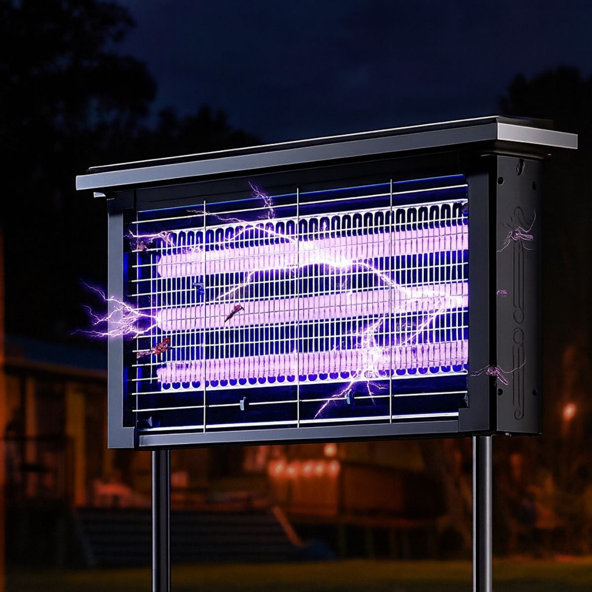 Lámpara Mata Insectos Solar 15W. Trampa para Mosquitos Con panel solar y Luz UV. Resistente al Agua IPX6 para Exteriores.