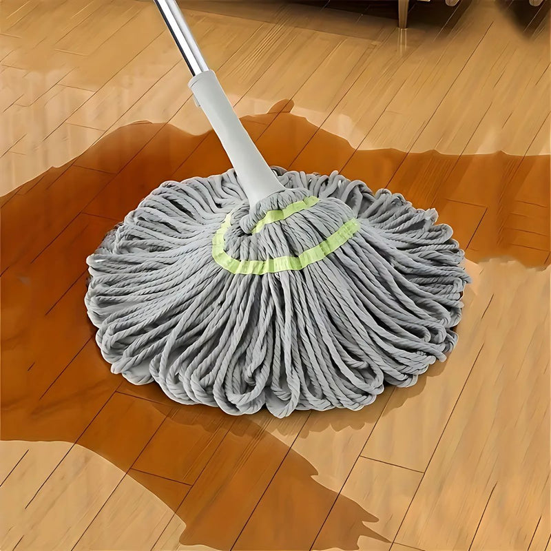 Trapeador Giratorio de Microfibra. Mopa Absorbente con Sistema de Autoescurrido Manual. Lampazo con Palo de Acero Inoxidable.