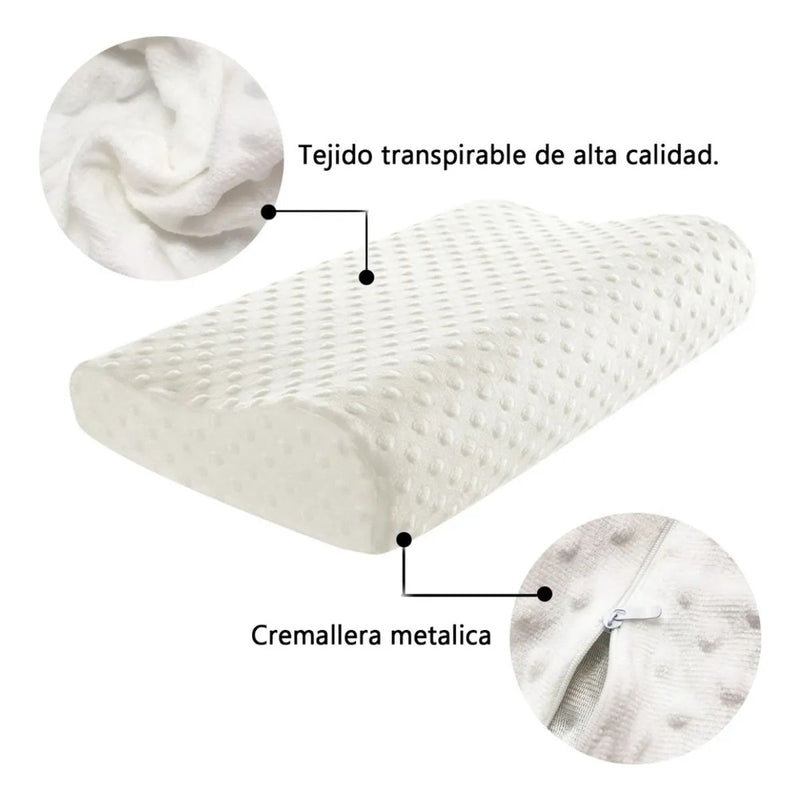 Almohada Ortopédica Ergonómica. Soporte Cervical de Espuma con Funda Transpirable para Dormir Mejor. 55*35*11/9cm