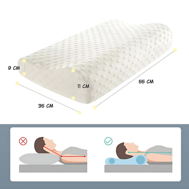 Almohada Ortopédica Ergonómica. Soporte Cervical de Espuma con Funda Transpirable para Dormir Mejor. 55*35*11/9cm