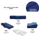 Almohada Ortopédica Ergonómica. Cojín Cervical  con Diseño de Tres Curvas para Dormir Mejor. 50*30*10-7CM;