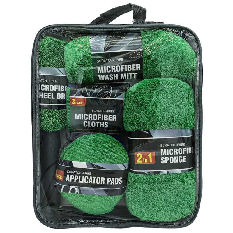 Esponjas Para Lavar Auto. Kit De Limpieza Automotriz 9 Piezas. Set Para Detailing De Carros. Color verde.