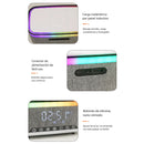 Reloj Despertador Digital con bocina Bluetooth. Cargador Inalámbrico para Celulares. Radio FM y Temporizador. Lampara de noche