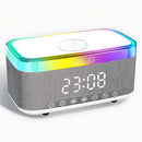 Reloj Despertador Digital con bocina Bluetooth. Cargador Inalámbrico para Celulares. Radio FM y Temporizador. Lampara de noche