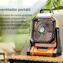 Ventilador abanico Portátil Recargable. Abanico para Camping y Exteriores. Luz LED de Emergencia. Power Bank Integrado. 5400mAh (4-9h)