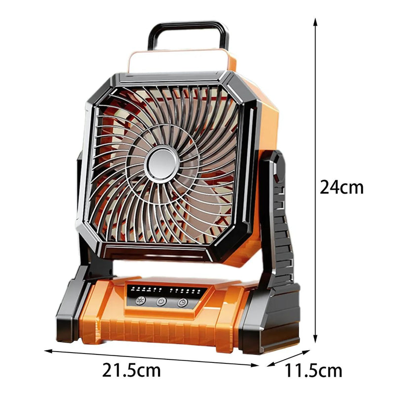 Ventilador abanico Portátil Recargable. Abanico para Camping y Exteriores. Luz LED de Emergencia. Power Bank Integrado. 5400mAh (4-9h)