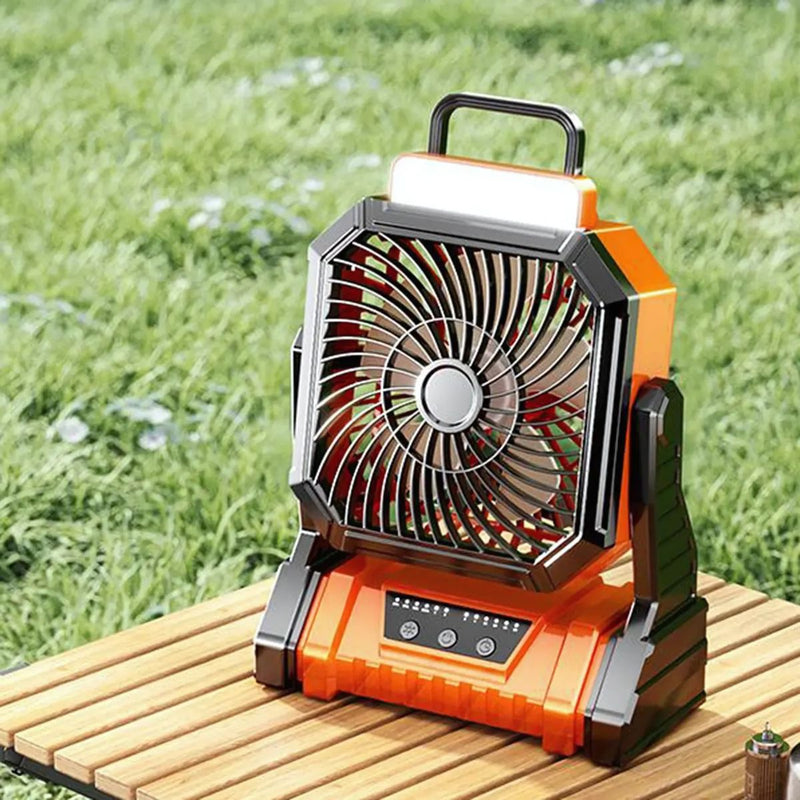 Ventilador abanico Portátil Recargable. Abanico para Camping y Exteriores. Luz LED de Emergencia. Power Bank Integrado. 5400mAh (4-9h)