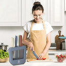 Cuchillos de Cocina. Juego de 6 Piezas. Acero Inoxidable Afilado y Ergonómico. Set Profesional con Base Organizadora.