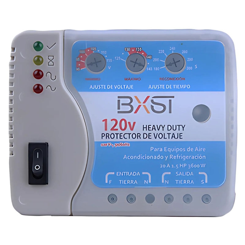 Protector de Voltaje 120V Heavy Duty. Para Aire Acondicionado y Refrigeración. Potencia 2400W.