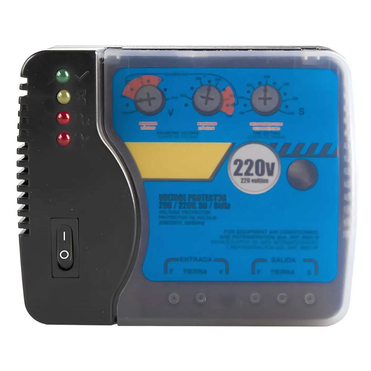 Protector De Voltaje Para Neveras, Refrigeradores Y Aires Acondicionados Con Indicadores LED Y Bornes De Conexión 220V aires acondicionados hasta 36,000 BTU