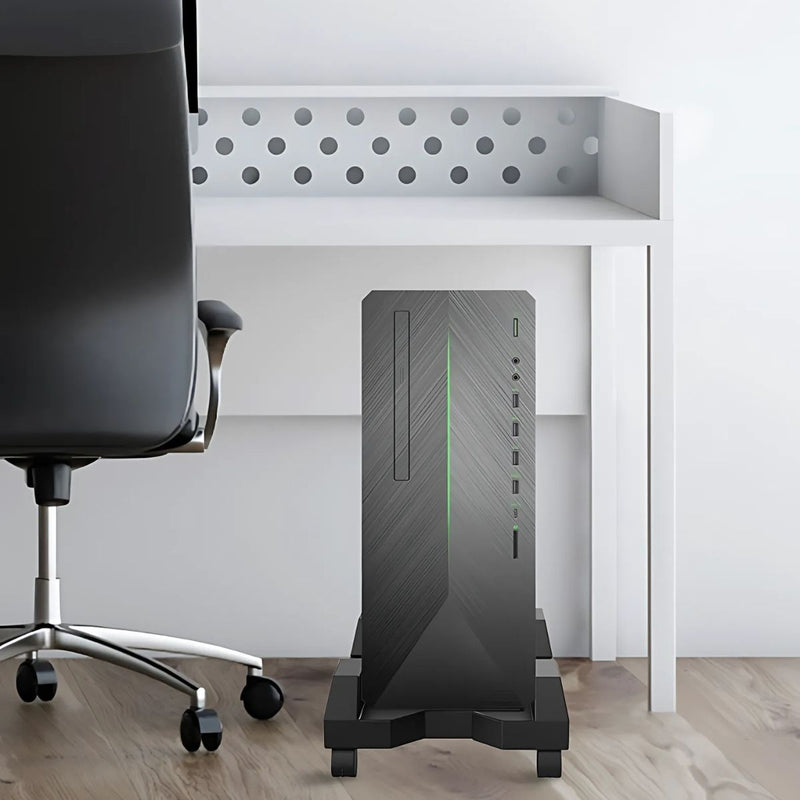Base de CPU gamer Soporte Ajustable Ruedas 360°. Base Móvil con Bloqueo. Capacidad hasta 20kg.