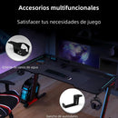 Mesa Escritorio Gamer con Luces RGB. Mesa para Computadora 120x60cm. Diseño Ergonómico y Estable. Accesorios Integrados.