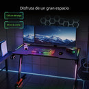 Mesa Escritorio Gamer con Luces RGB. Mesa para Computadora 120x60cm. Diseño Ergonómico y Estable. Accesorios Integrados.