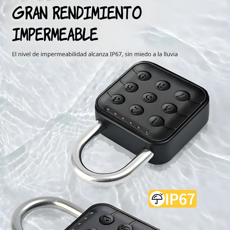 Candado Inteligente Impermeable IP67. Cerradura Teclado numérico y programación de hasta 10 códigos.