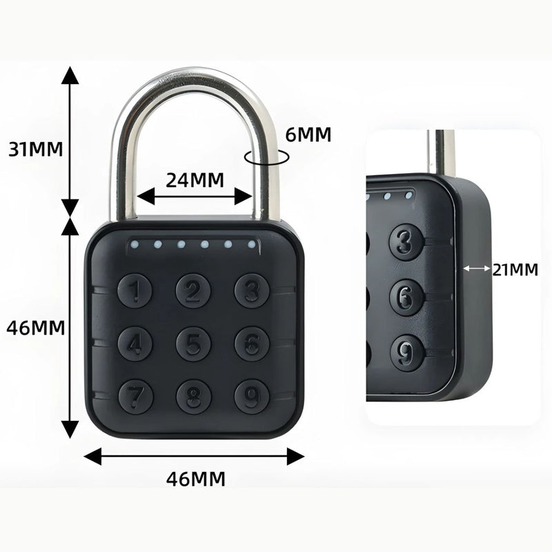Candado Inteligente Impermeable IP67. Cerradura Teclado numérico y programación de hasta 10 códigos.