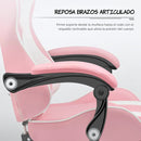 Silla Gamer Ergonómica Rosa. Silla de oficina con Respaldar Reclinable 135°. Cojines de Apoyo y Reposabrazos Articulados.