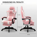 Silla Gamer Ergonómica Rosa. Silla de oficina con Respaldar Reclinable 135°. Cojines de Apoyo y Reposabrazos Articulados.
