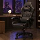 Silla Gamer Ergonómica Negra. Silla de Oficina y Escritorio con soporte lumbar. Respaldar reclinable ajustable.