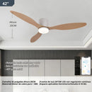 Abanico De Techo Con Lámpara. 3 Tonos De Luz. 42" Ventilador Con Control Remoto. Fan 110V Color Madera clara