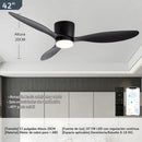 Abanico De Techo Con Lámpara. 3 Tonos De Luz. 42" Ventilador Con Control Remoto. Fan 110V Color Negro.