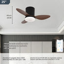 Abanico De Techo Con Lámpara. 3 Tonos De Luz. 25" Ventilador Con Control Remoto. Fan 110V Color Chocolate.