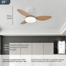 Abanico De Techo Con Lámpara. 3 Tonos De Luz. 25" Ventilador Con Control Remoto. Fan 110V Color Madera claro