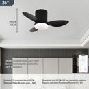 Abanico De Techo Con Lámpara. 3 Tonos De Luz. 25" Ventilador Con Control Remoto. Fan 110V Color Negro.