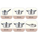 Ollas y Sartén De acero inoxidable. Set Juego de 12 piezas. 100% libre de teflón.