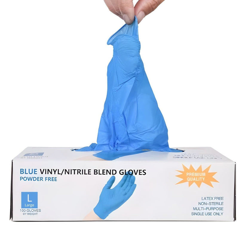 Guantes Desechables De Vinil/Nitrilo (mezcla) Azul De Alta Elasticidad Sensibles Al Tacto. (100 Unds) Talla L