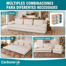 Sofá Modular Luxury de 3 Puestos Empacado al Vacío. Espuma 3D y 32D de Alta Densidad con Fundas parcialmente removibles (308x100x65cm). Color beige claro.