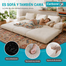 Sofá Modular Luxury de 3 Puestos Empacado al Vacío. Espuma 3D y 32D de Alta Densidad con Fundas parcialmente removibles (308x100x65cm). Color beige claro.
