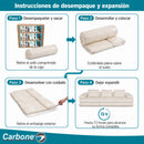 Sofá Modular Luxury de 3 Puestos Empacado al Vacío. Espuma 3D y 32D de Alta Densidad con Fundas parcialmente removibles (308x100x65cm). Color beige claro.