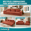 Sofá Modular Luxury de 3 Puestos Empacado al Vacío. Espuma 3D y 32D de Alta Densidad con Fundas parcialmente removibles (308x100x65cm). Color anaranjado.