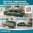 Sofá Modular Luxury de 3 Puestos Empacado al Vacío. Espuma 3D y 32D de Alta Densidad con Fundas parcialmente removibles (308x100x65cm). Color verde.