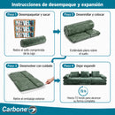 Sofá Modular Luxury de 3 Puestos Empacado al Vacío. Espuma 3D y 32D de Alta Densidad con Fundas parcialmente removibles (308x100x65cm). Color verde.