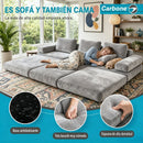 Sofá Modular Luxury de 3 Puestos Empacado al Vacío. Espuma 3D y 32D de Alta Densidad con Fundas parcialmente removibles (308x100x65cm). Color gris claro.