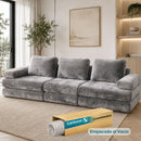 Sofá Modular Luxury de 3 Puestos Empacado al Vacío. Espuma 3D y 32D de Alta Densidad con Fundas parcialmente removibles (308x100x65cm). Color gris claro.