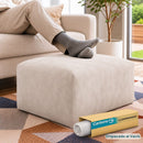 Ottoman Empacado al Vacío con Espuma 32D de Alta Densidad (65x48x27cm). Puff reposapiés. Color beige claro.