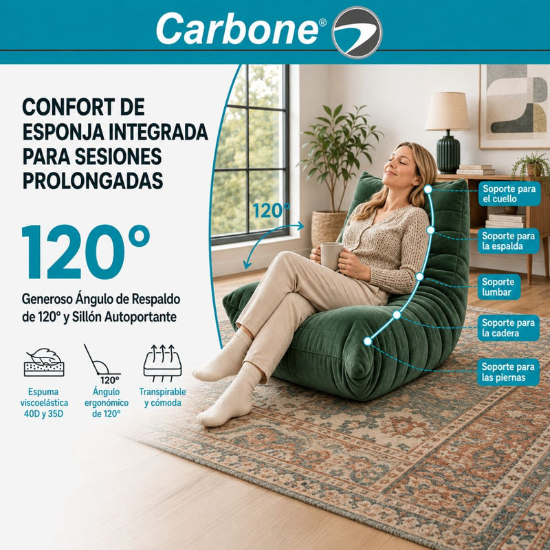 Sillón Individual Empacado al Vacío con Espuma 32D de Alta Densidad y Fundas Removibles (80x95x65cm). Color verde.