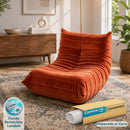 Sillón Individual Empacado al Vacío con Espuma 32D de Alta Densidad y Fundas Removibles (80x95x65cm). Color anaranjado.