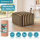 Ottoman Empacado al Vacío con Espuma 32D de Alta Densidad (65x48x27cm). Puff reposapiés. Diseño rayado.