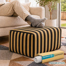 Ottoman Empacado al Vacío con Espuma 32D de Alta Densidad (65x48x27cm). Puff reposapiés. Diseño rayado.